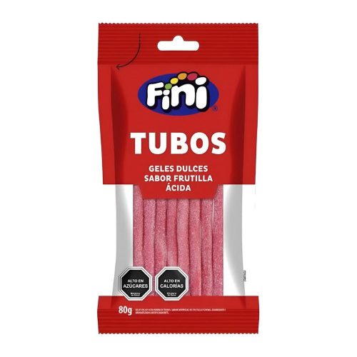 Gomitas Fini Sabor Frutilla Ácida En Forma De Tubos (80 g) — Mundo Rayo